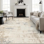 Area Rug Living Room: 8x8 Modern Washable Soft Carpet Beige Brown | by FXRHLP