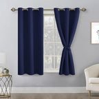 Short Blackout Curtains for Bedroom Navy Blue 42 x 45 Inch 2 Panels | Thermal - Image 8