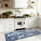Rugflix 3x6 Runner Rug for Hallway, Washable Navy Blue Kitchen Runners | - Image 2