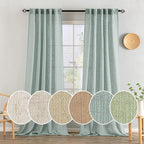 MIULEE Sea Green Linen Curtains 52x108 Inch Long by MIULEE