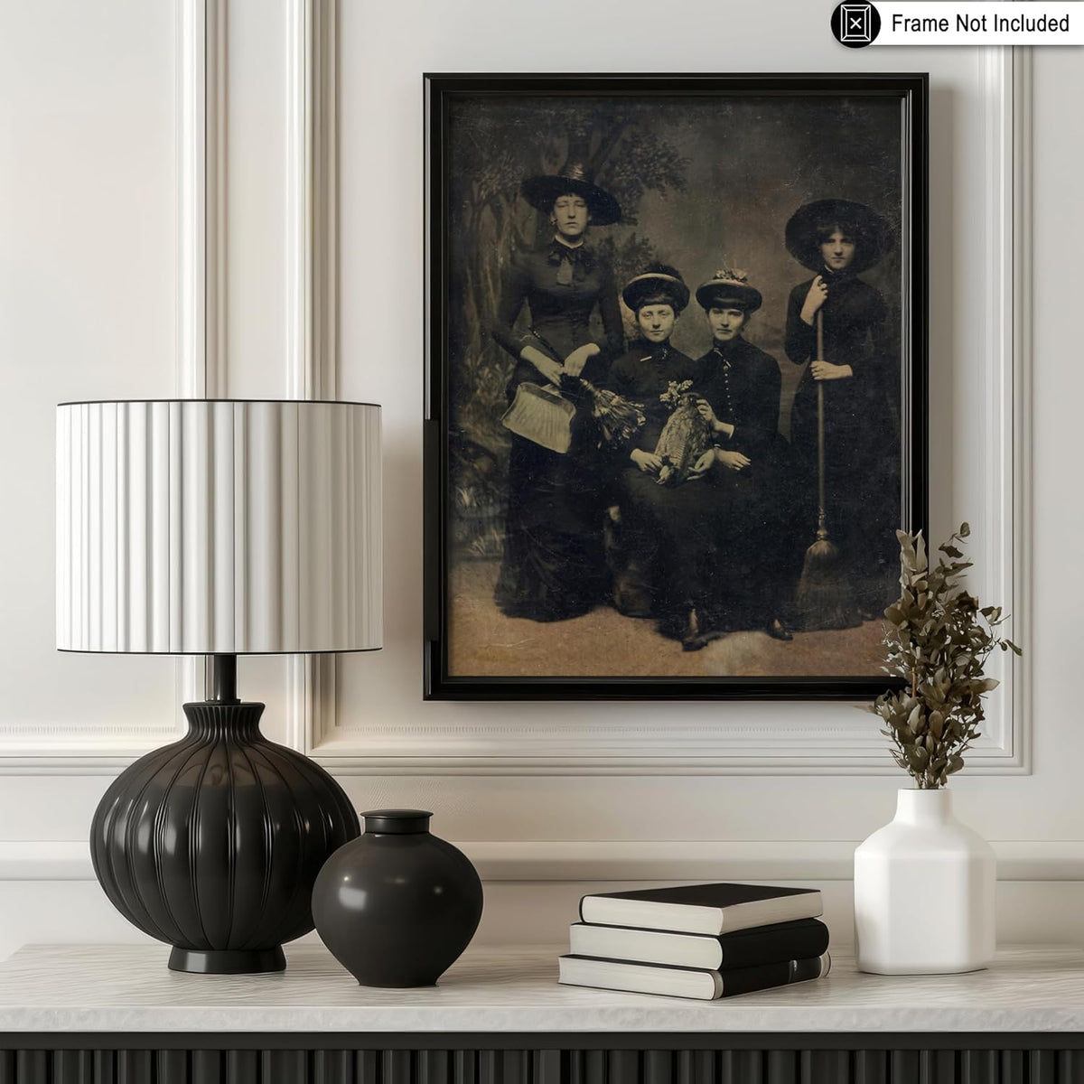 Poster Master Vintage Four Witches Coven Poster - Retro Witches Print - Witchcraft Art - Halloween Art - Gift for Men & Women - Gothic Decor for Living Room, Bedroom or Dorm - 16x20 UNFRAMED Wall Art