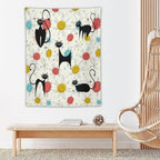 ICMOLYYENLO Abstract Cat Tapestry, Medieval Abstract Atomic Star Cat Vintage Home Wall Hanging Art Tapestry for Bedroom Living Room Dormitory 60x60 Inch