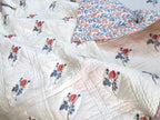 Twin Size Rose Pink Cotton Throw Blanket – 60x90 Hand Block Printed Lightweight Quilt – Soft Bedspread for Couch, Sofa & Bed – Cozy All-Season Boho Floral Blanket – Handmade in India
