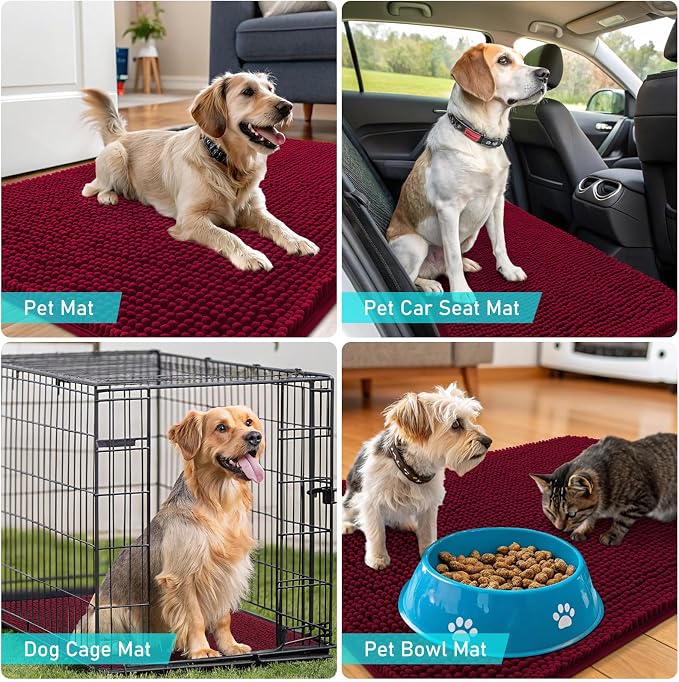 OLANLY Dog Door Mat for Muddy Paws 70x24, Super Absorbent Chenille Mud Mat | - Image 7