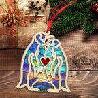 TEEZWONDER Anniversary Couple Gifts for Men Women - Suncatcher Christmas Ornaments 2025 Tree Decorations with Card - Penguin Gifts for Her Him, Husband Wife Birthday Gift Ideas Christmas Decorations