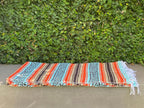 Del Mex Classic Mexican Blanket, Large Authentic Woven Falsa Throw (70"x50"), Artisan Southwest Décor for Beach, Yoga, Outdoors (Mint/Tan/Orange)