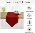 D'Moksha Homes Red Linen Table Runner 108 Inches Long - 100% Pure Linen Diamond Table Runner 14 x 108 Inch for Dining, Fall and Halloween - Machine Washable