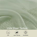 Sage Green Sheer Curtains 84 Inches Long 2 Panels, Soft Light Filtering Curtains - Image 3