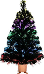 32 inch Green 5-Layer LightShow Small Fiber Optic Christmas Tabletop Tree with Gold Pot and Adaptor