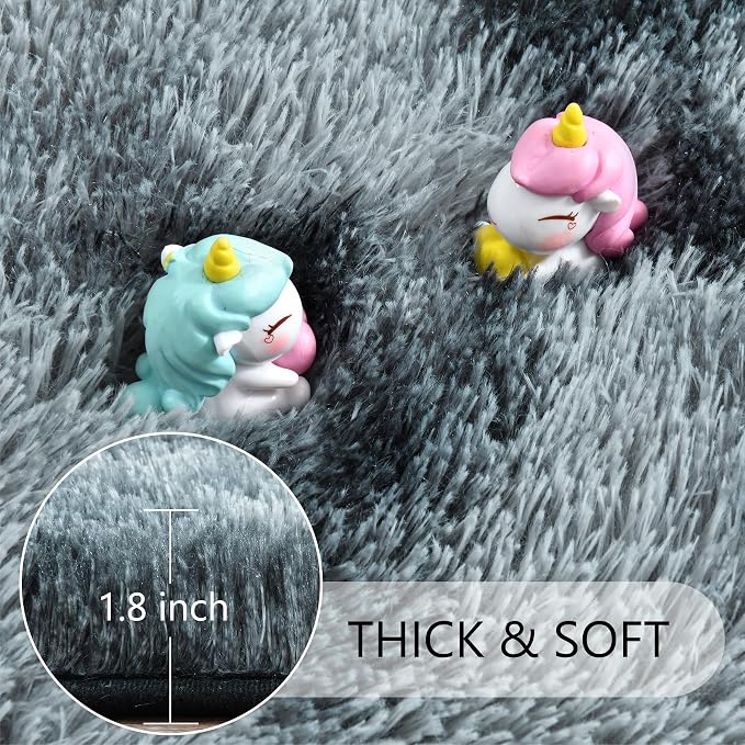 3x5 Tie-Dyed Black and Grey Fluffy Area Rug Non-Slip - Image 4