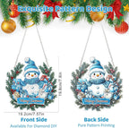 MEIYUDA Christmas Hanging Diamond Art Kits for Adult, Snowman Wreath Diamond Painting Hanging Kits Ornaments, DIY Special Shaped Rhinestone Window Pendants kit for Home Garden Wall Decor Gift