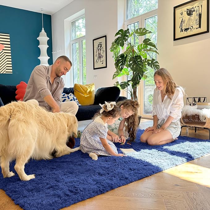 OLANLY 3x3 Machine Washable Small Bedside Rug, Soft Fluffy Shaggy Entryway - Image 7