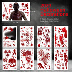MSQ 73 Pcs Bloody Window Stickers - Removable Handprint & Footprint Decals for Halloween Party Decorations - Horror Window Stickers 9 Sheets