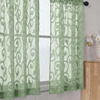 Furman Cafe Curtains 30 Inch Length 2 Panels Set, Elegant Geometric Jacquard - Image 2