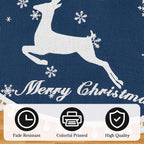 36 Inch Christmas Tree Skirt, Burlap Blue Christmas Rustic Tree Skirt with Elk Deer and White Snowflake Printed for Holiday Party Xmas Tree Decoration