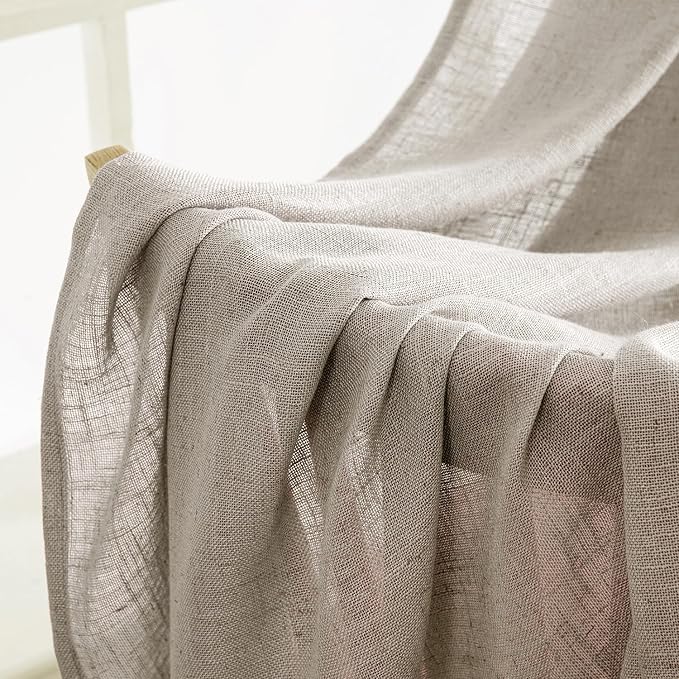 MIULEE Burlywood Birch Linen Curtains 52x63 Inch Long 2 Panels - Image 6