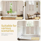 YoungsTex Natural Linen Kitchen Window Curtains 40 Inch Length - Image 3