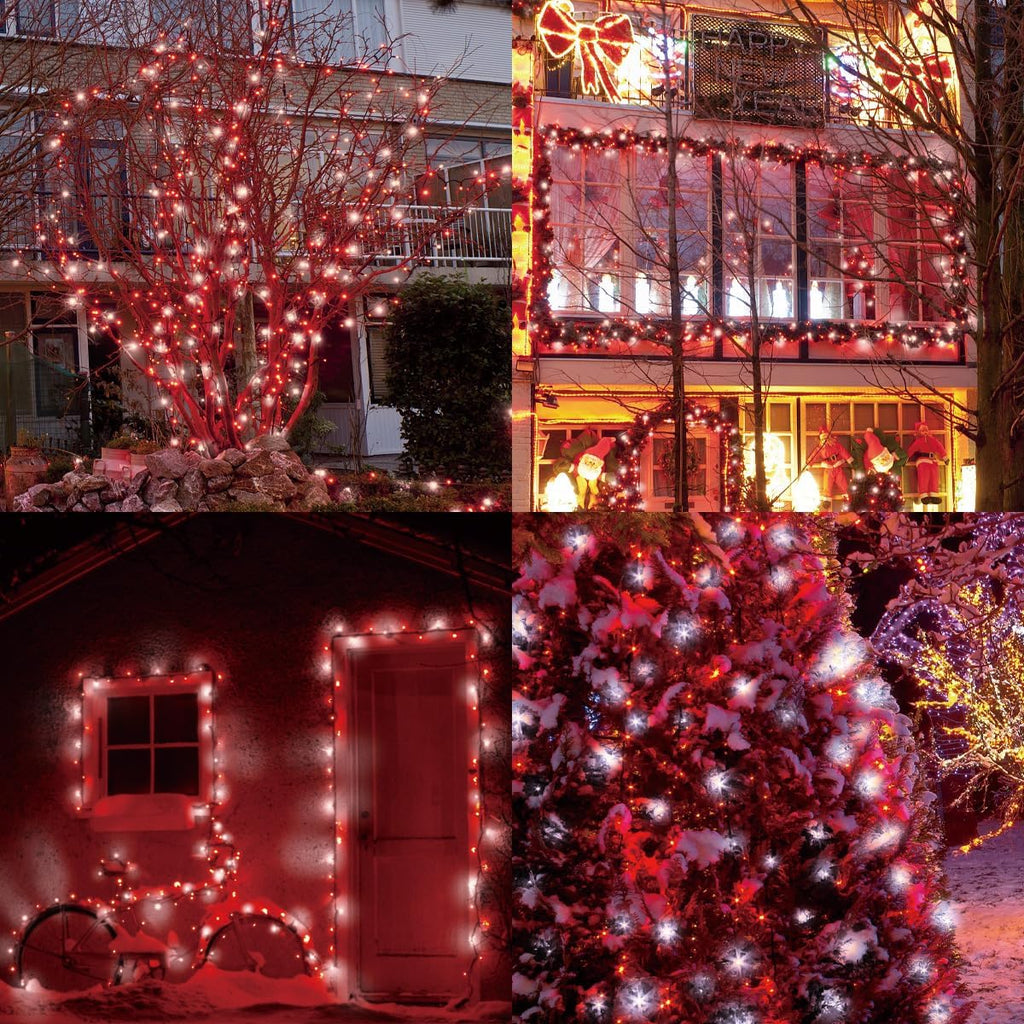 600LED (12pk of 50L) String Lights,LED Christmas Lights, 6" SPACING,Green Wire,Red and White