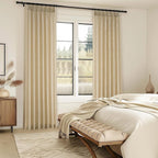 Topfinel Natural Beige Pinch Pleated Semi Sheer Curtains Textured Linen Blended - Image 7