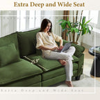 URRED Modular Sectional Sofa Comfy Cloud Couch, Modern Corduroy Sofa Sleeper Deep Seat Couches with Ottoman/Pillows for Living Room (Green, 117'' - U Shape)