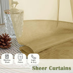 Gold Sheer Curtains 90 Inches Long 2 Panels Set, Living Room Curtains - Image 8