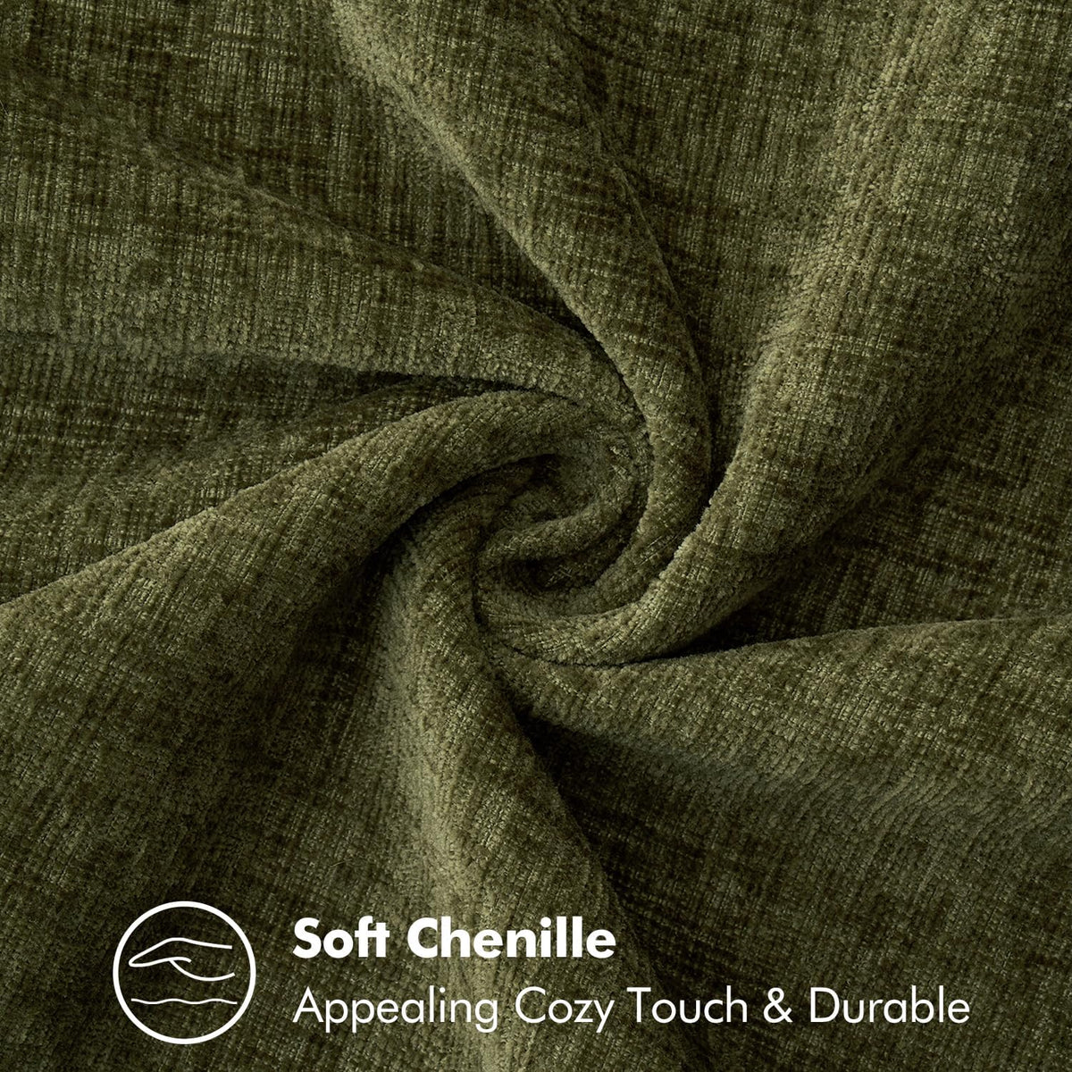 MIULEE Pack of 2 Couch Throw Pillow Covers 24x24 Inch Olive Green Farmhouse Decorative Pillow Covers with Stitched Edge Soft Chenille Solid Dyed Spring Pillow Covers for Sofa Bed Living Room