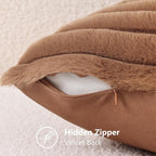 decorUhome Fall Faux Fur Throw Pillow Covers 20x20 Set of 2 Brown | Decorative - Image 7