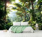 AFZEVEB-Green Tree Wall Mural Tropical Jungle Wallpaper for Bedroom 159"x107"(Not Peel and Stick)