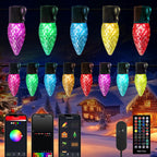 Brightown Smart C9 Christmas Lights Outdoor, 100 LED Christmas Color Changing Fairy Lights App Control, Music Sync, RGB, Shatterproof Connectable C9 String Lights for Tree House Indoor Xmas Decor