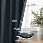 100% Blackout Linen Curtains 96 Inch Length 2 Panels Set - Image 4