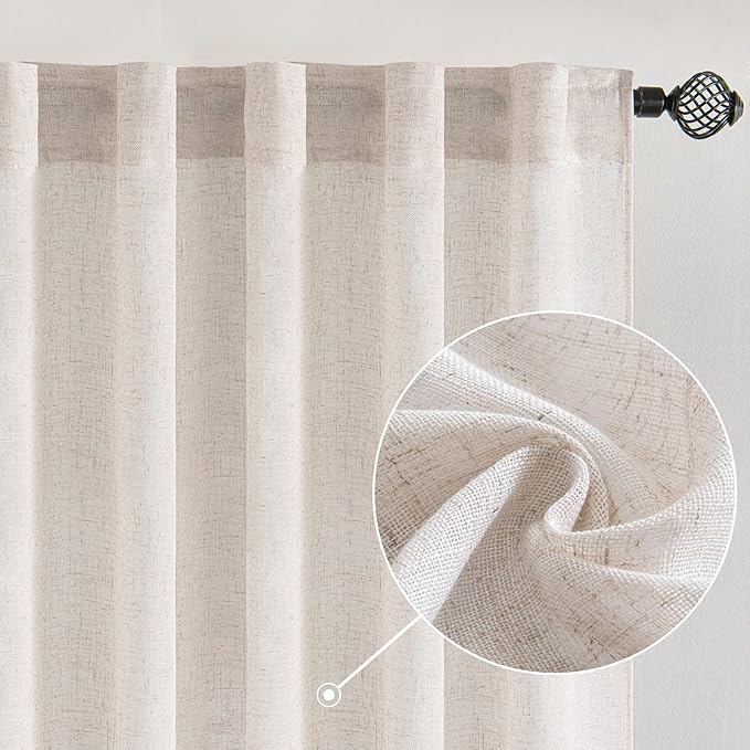 MIULEE White Linen Curtains 52x72 Inch Length by MIULEE