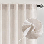 MIULEE White Linen Curtains 37x72 Inch Length 2 Panels by MIULEE
