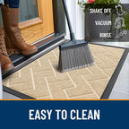 OLANLY Front Door Mat Outside 47x17, All-Season Absorbent Rubber Doormat | Beige - Image 6