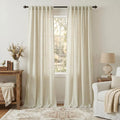 Oatmeal Beige Linen Curtains 92 Inch Length 2 Panels Back Tab Semi Sheer Light by Pitalk