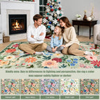 PLHXFR Area Rug 9x12 Living Room: Floral Washable Boho Soft Carpet Green | - Image 9