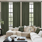 MIULEE Olive Green Pinch Pleated 100% Blackout Linen Curtains 40x63 Inches | - Image 7