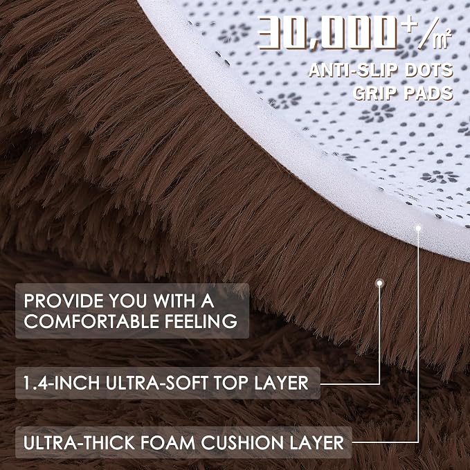 OLANLY 3x5 Machine Washable Small Bedside Rug, Soft Fluffy Shaggy Rugs - Image 8