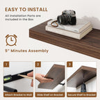 fuqing Floating Shelves for Wall, Bathroom Shelf Wall Mounted for Storage, Shelves with Invisible Bracket for Bedroom, Kitchen, Living Room, Farmhouse Small Book Shelf, 6.5 Inch Set of 3, Walnut