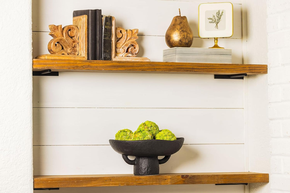 Balls and Pedestal Bowl Set Textured Black Ceramic Decorative Bowl with Succulent Balls for Counter Top, Farmhouse Table Centerpiece, Living Room, Kitchen Decor