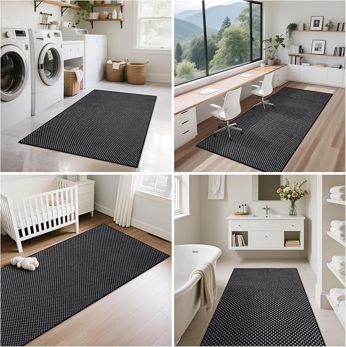 3x5 ft Area Rug Entryway Runner Kitchen Rugs Non Slip Washable Black | Boho - Image 8