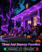 80FT 240 LED Halloween Lights Outdoor, Connectable Purple String Lights for Outside with Waterproof 8 Modes, Green Wire Twinkle Tree Light for Indoor Bedroom Patio Garden Party Holiday Decorations