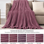 BEDELITE 3D Ribbed Jacquard Plum Fleece Throw Blanket - Image 5