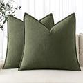 MIULEE Decorative Linen Pillow Covers 20x20 Inch Dark Olive Green | Boho by MIULEE