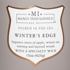 Manly Indulgence Winters Edge Scented Candles for Men, 15 oz Wooden Wick, Premium Soy Blend Wax, 60H Burn, Candles for Home Scented - Made in The USA