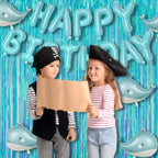 BRAVESHINE Party Decorations Iridescent Foil Fringe Backdrop - 2 Packs 3.2 x 6.5 ft Holographic Tinsel Backdrop Party Streamers Curtain for Birthdays Mermaid Sea Frozen Christmas Parties - Clear Blue