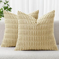 MIULEE Corduroy Decorative Throw Pillow Covers 20x20 Beige Pack of 2 | Soft by MIULEE