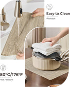Leetaltree Light Brown Placemats Set of 6 - Heat Resistant Non-Slip Place mats for Dining Table, Washable Durable PVC Vinyl Woven Table Mats（Light Brown, 6）