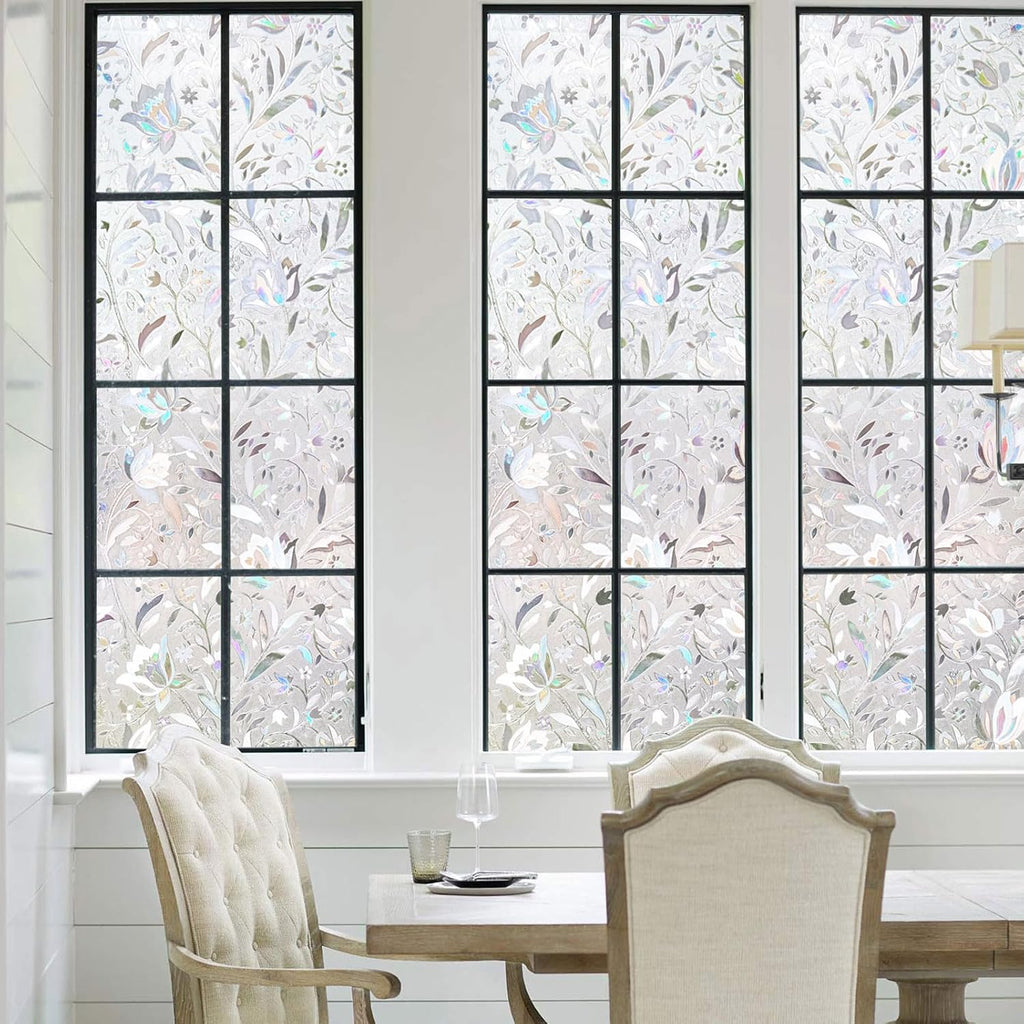 Kromapolis Window Film Privacy Frosted, Stained Glass Decorative Film, Static Window Clings, Non-Adhesive, No-Glue (35.4 x 78.7 inch)