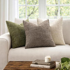MIULEE Chenille Textured Throw Pillow Covers Taupe Grey 16x16 Set of 2 | Slubby - Image 4