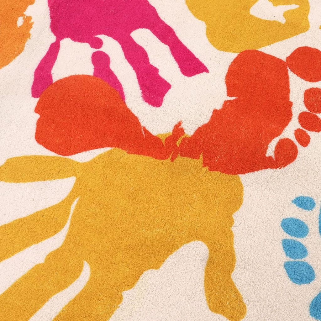 STARUIA Large Colorful Kids Rug 6x9 Ft, Non-Slip Washable Rugs for Classroom, Handprints and Footprints Rugs for Playroom, Soft Nursery Rug Indoor Play Mat for Kids Room Daycare School